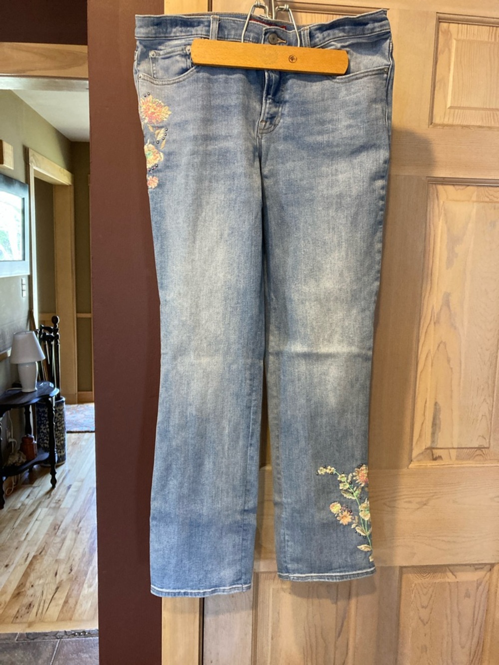 Lucky Brand Light Blue Embroidered Flare Jeans